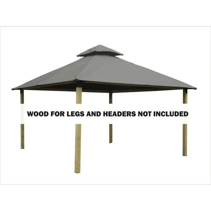 Riverstone Industries ACACIA AGK12-SD 12 sq. ft. Gazebo Roof Framing And Mounting Kit with Sundura Canopy Mist Gray