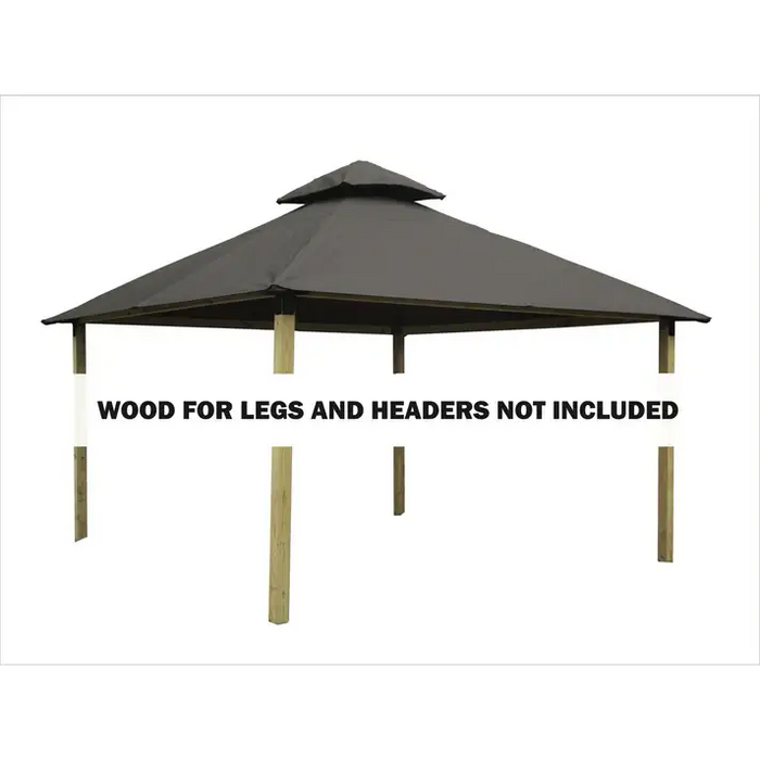 Riverstone Industries ACACIA AGK12-SD 12 sq. ft. Gazebo Roof Framing And Mounting Kit with Sundura Canopy Storm Gray