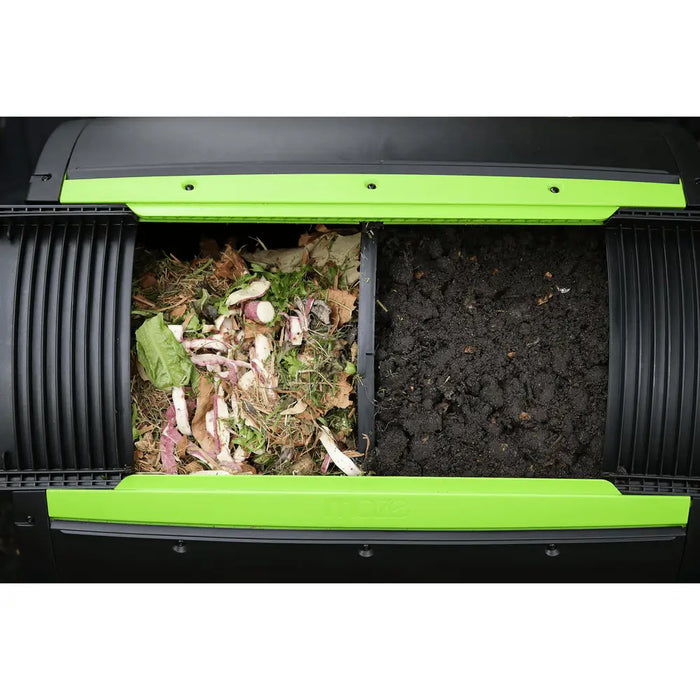 Riverstone Industries MAZE Two-Stage 65 Gallon RSI-MCT-D245 Compost Tumbler Open
