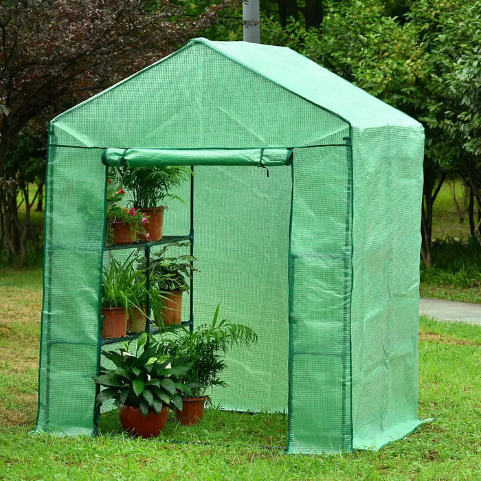 Riverstone Industries PE Rolling Portable Walk In Greenhouse with Heavy Duty Opaque Cover Large
