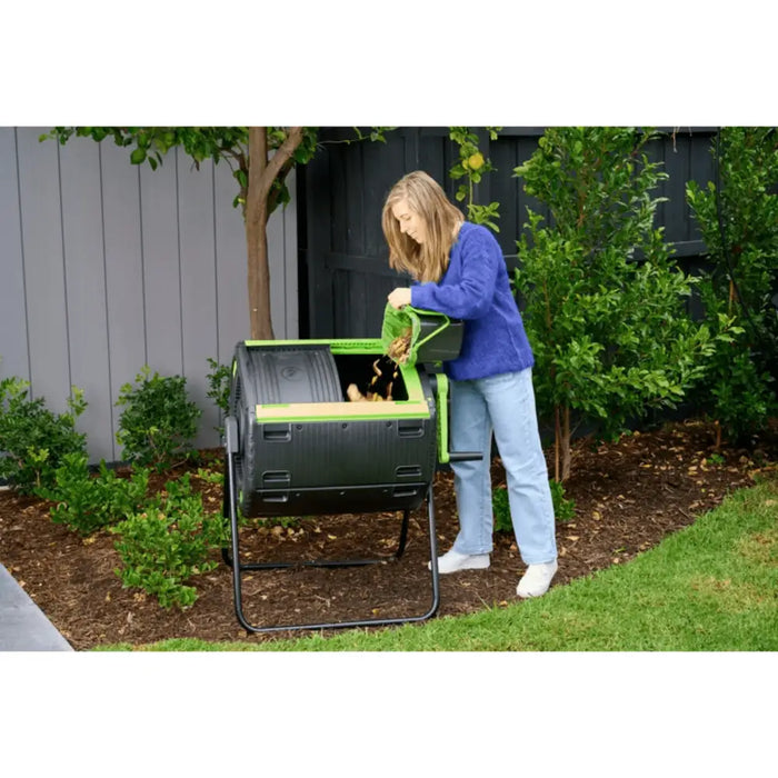 Riverstone Industries RSI-Maze 48 Gallon RSI-MCT-D180 Geared Two Compartment Compost Tumbler Outdoor