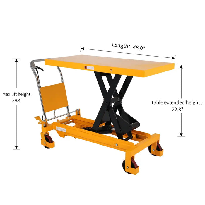 Single Scissor Lift Table 3300lbs. 39.4’ lifting height