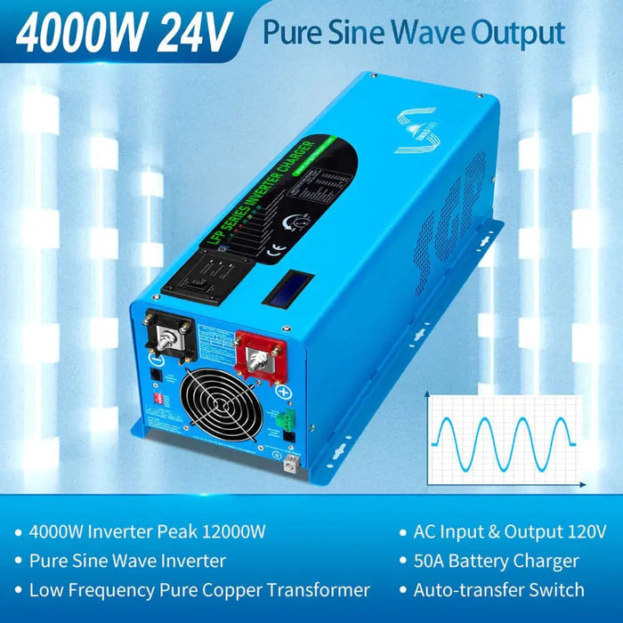 4000W DC 24V PURE SINE WAVE INVERTER WITH CHARGER - 