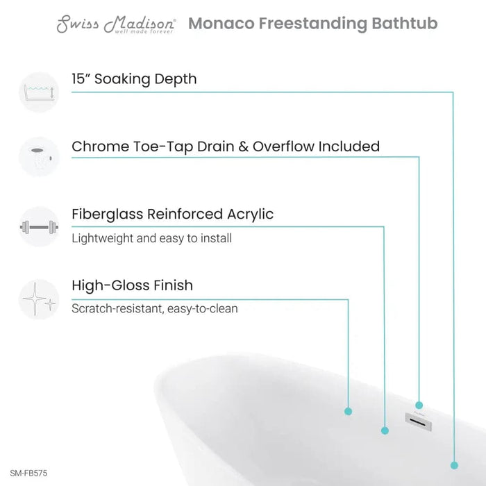 Monaco 67 Freestanding Bathtub - plumbing
