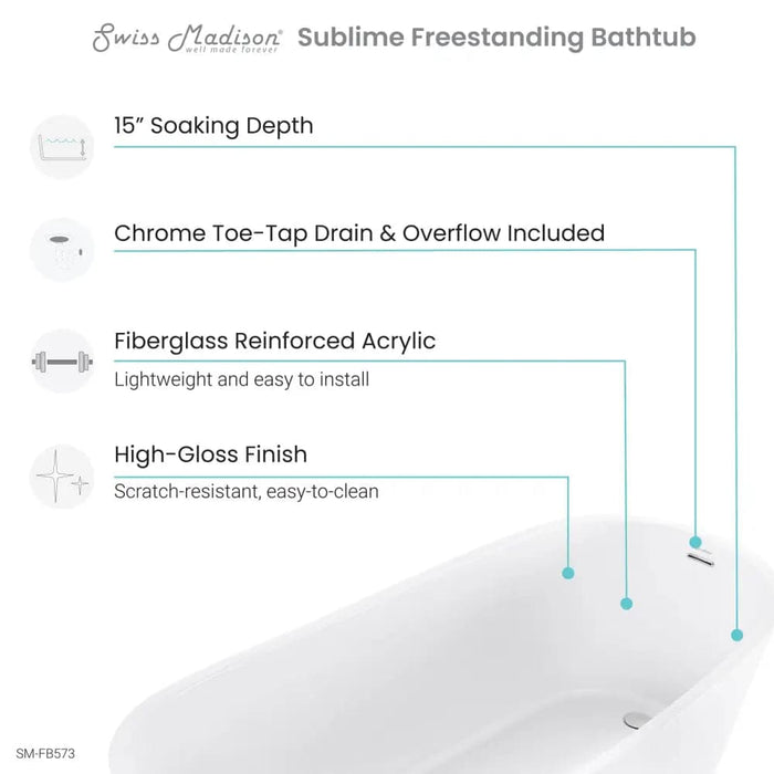 Sublime 67 Single Slipper Freestanding Bathtub - plumbing