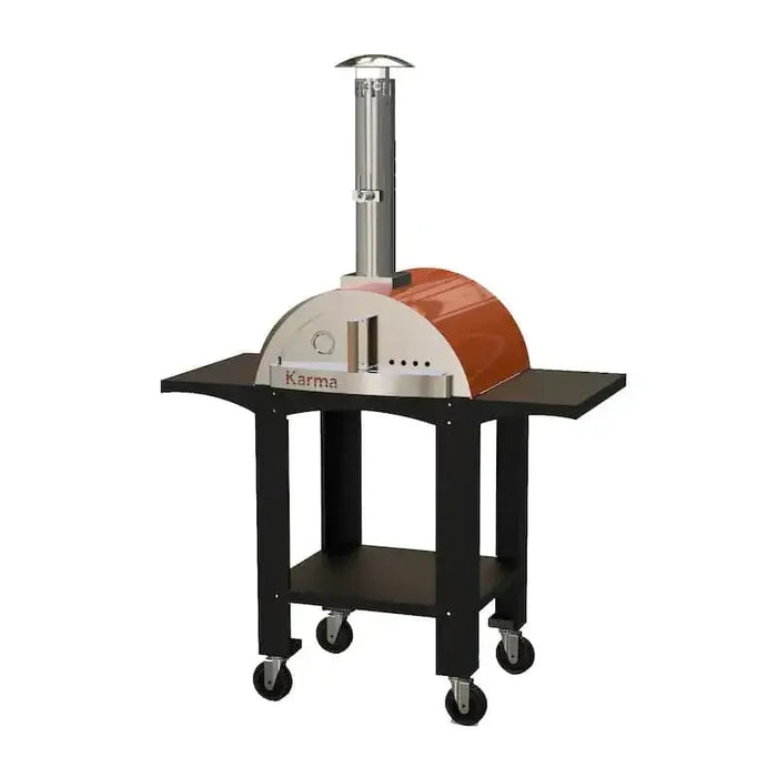 WPPO Karma 25-Inch Wood Fired Pizza Oven with Black Cart -