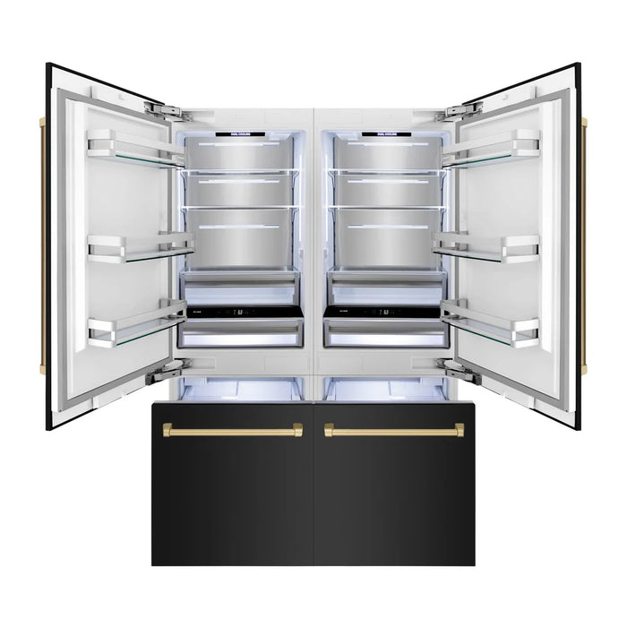 ZLINE 60 Inch Autograph Edition 32.2 cu. ft. French Door Built-In Bottom Freezer Refrigerator with Water Dispenser and Ice Maker