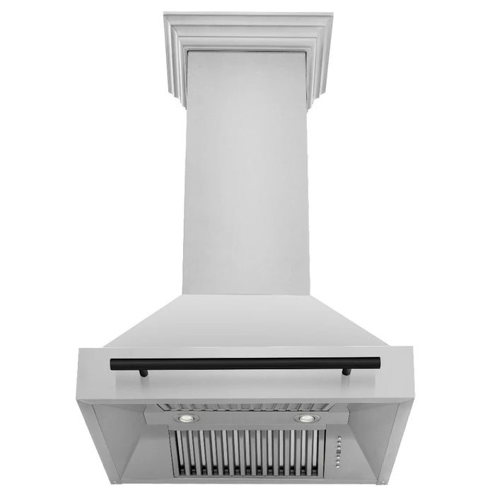 ZLINE 30" Autograph Edition Kitchen Package with Stainless Steel Dual Fuel Range, Range Hood, Dishwasher and Refrigeration with Matte Black Accents (4KAPR-RARHDWM30-MB)