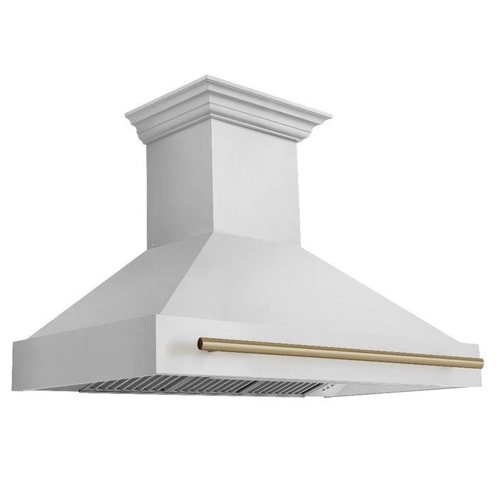 ZLINE 48" Autograph Edition Kitchen Package with Stainless Steel Dual Fuel Range, Range Hood, Dishwasher and Refrigeration with Champagne Bronze Accents (4AKPR-RARHDWM48-CB)