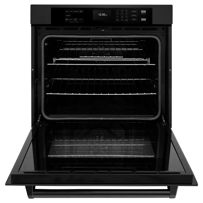 ZLINE professional black stainless steel wall oven WASB-30 front open