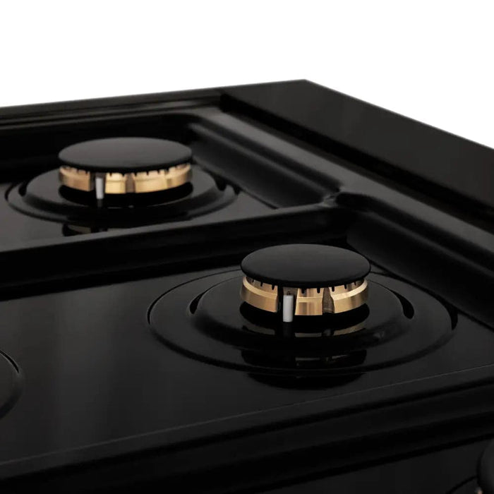 48 Porcelain Gas Stovetop in Black Stainless with 7 Gas