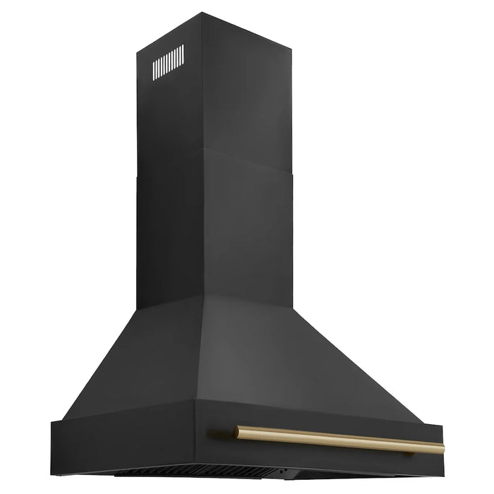 ZLINE 30" Autograph Edition Kitchen Package with Black Stainless Steel Dual Fuel Range, Range Hood and Dishwasher with Champagne Bronze Accents (3AKP-RABRHDWV30-CB)