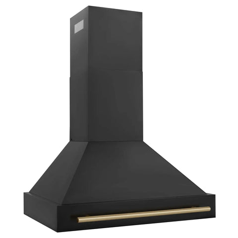 ZLINE Autograph Edition 36 Inch Black Stainless Steel Range Hood with Accent Handle (BS655Z-36)