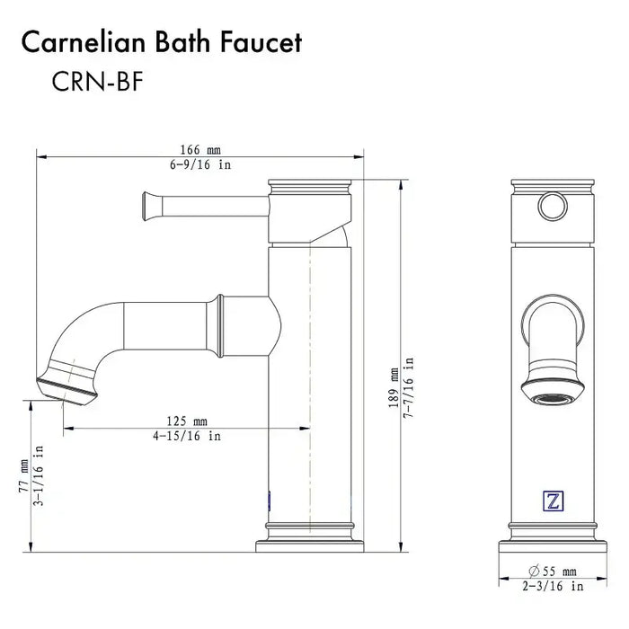 ZLINE Carnelian Bath Faucet Bathroom Dimensions