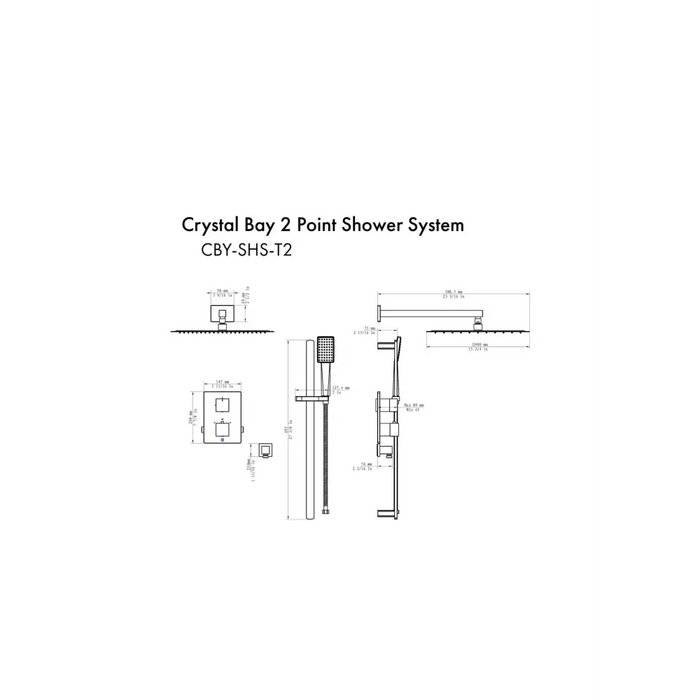  ZLINE Crystal Bay Thermostatic Shower System Bathroom Dimensions