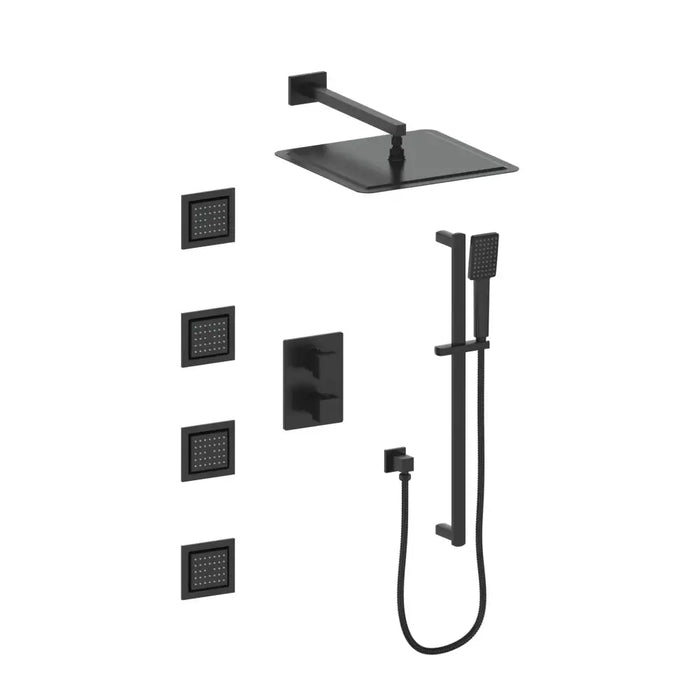 ZLINE Crystal Bay Thermostatic Shower System with Body Jets Bathroom Matte Black