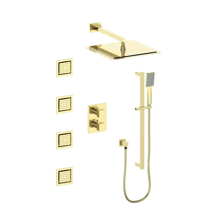 ZLINE Crystal Bay Thermostatic Shower System with Body Jets Bathroom Polished Gold