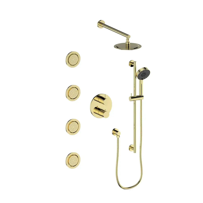 ZLINE Emerald Bay Thermostatic Shower System with Body Jets Bathroom Polished Gold
