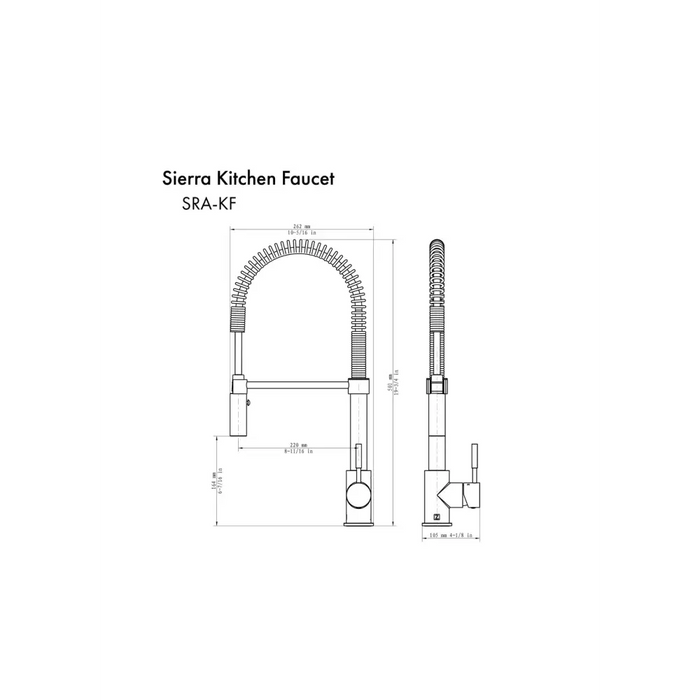 ZLINE Sierra Kitchen Faucet Dimensions