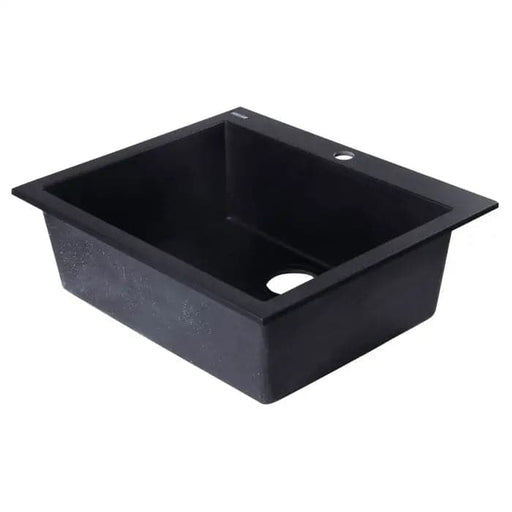 ALFI brand AB2420DI-BLA Black 24 Drop-In Single Bowl Granite