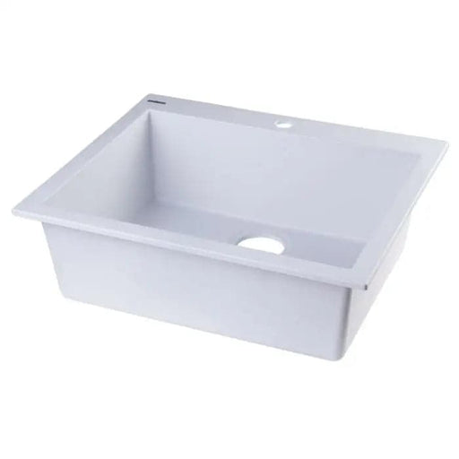 ALFI brand AB2420DI-W White 24 Drop-In Single Bowl Granite 