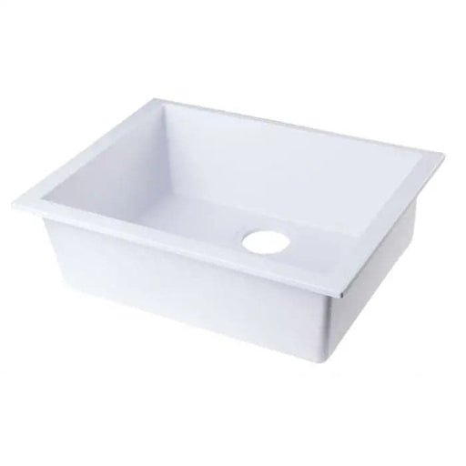 ALFI brand AB2420UM-W White 24 Undermount Single Bowl 