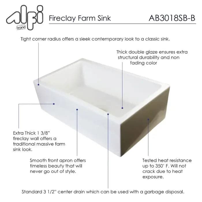 ALFI brand AB3018SB-B 30 Biscuit Smooth Apron Thick Wall
