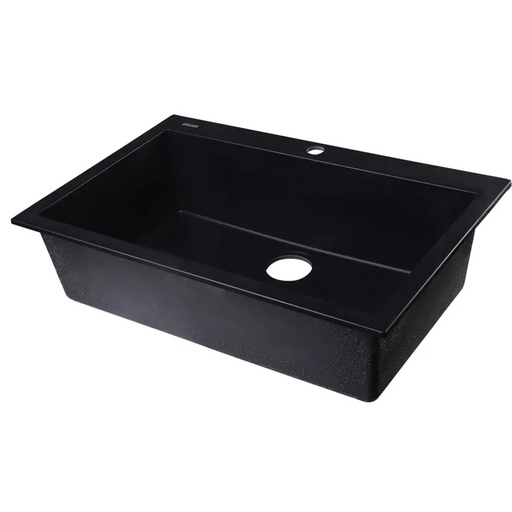 ALFI brand AB3020DI-BLA Black 30 Drop-In Single Bowl Granite
