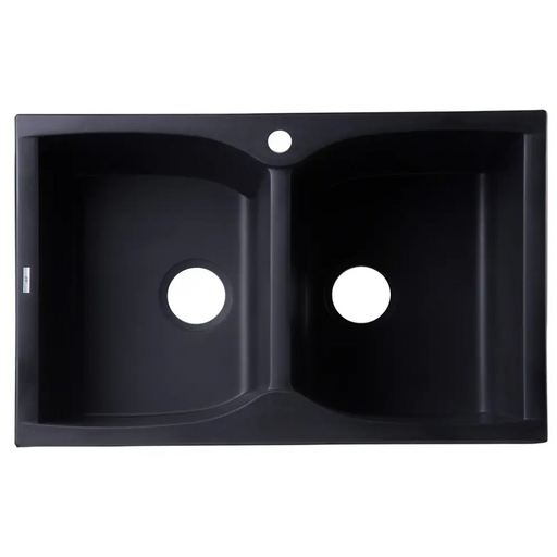 ALFI brand AB3220DI-BLA Black 32 Drop-In Double Bowl Granite