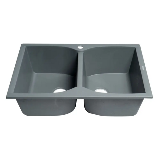 ALFI brand AB3220DI-T Titanium 32 Drop-In Double Bowl