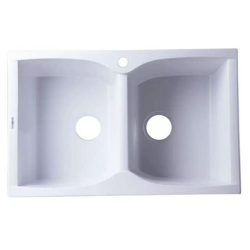 ALFI brand AB3220DI-W White 32 Drop-In Double Bowl Granite 