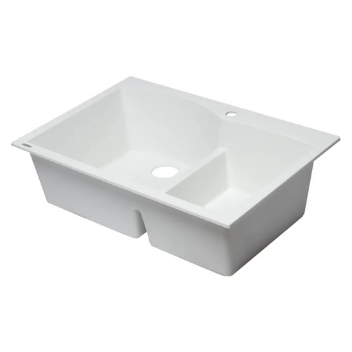 ALFI brand AB3320DI-W White 33 Double Bowl Drop In Granite