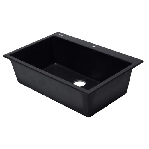 ALFI brand AB3322DI-BLA Black 33 Single Bowl Drop In Granite
