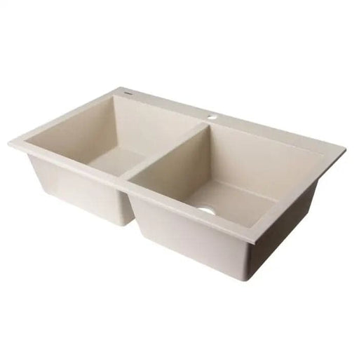 ALFI brand AB3420DI-B Biscuit 34 Drop-In Double Bowl Granite