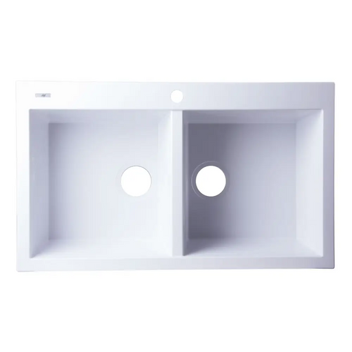 ALFI brand AB3420DI-W White 34 Drop-In Double Bowl Granite 
