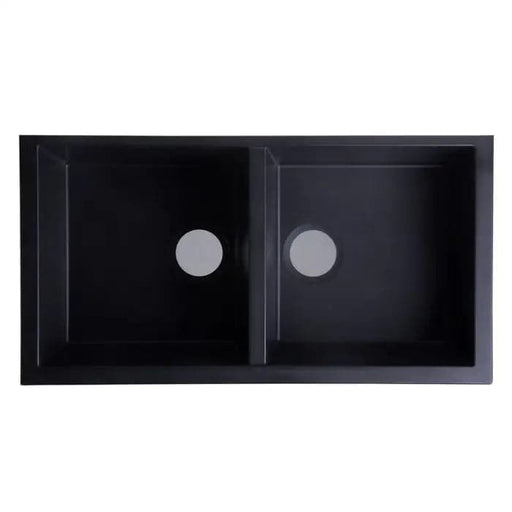 ALFI brand AB3420UM-BLA Black 34 Undermount Double Bowl 