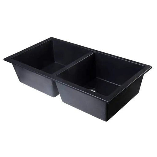 ALFI brand AB3420UM-BLA Black 34 Undermount Double Bowl 