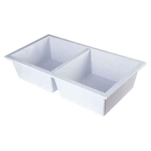 ALFI brand AB3420UM-W White 34 Undermount Double Bowl 