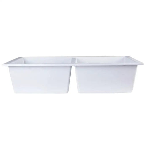 ALFI brand AB3420UM-W White 34 Undermount Double Bowl 