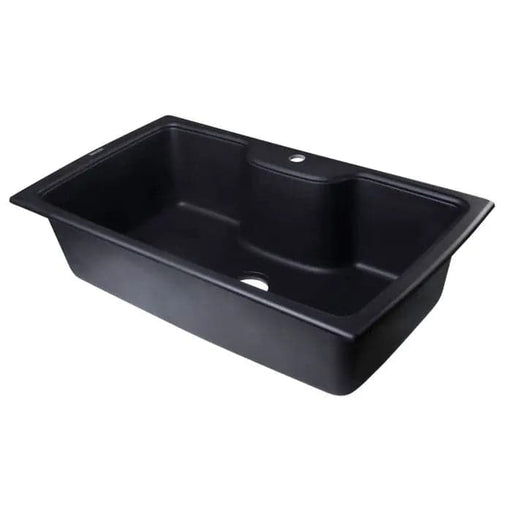 ALFI brand AB3520DI-BLA Black 35 Drop-In Single Bowl Granite