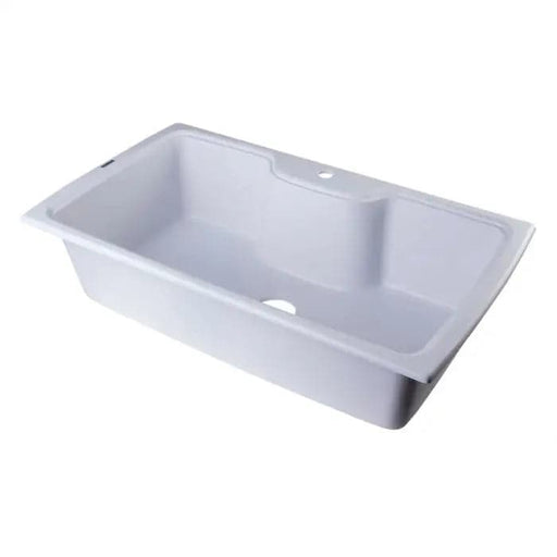 ALFI brand AB3520DI-W White 35 Drop-In Single Bowl Granite