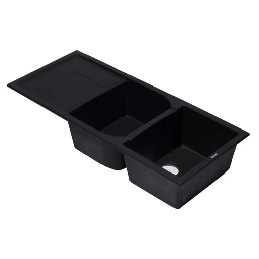 ALFI brand AB4620DI-BLA Black 46 Double Bowl Granite 