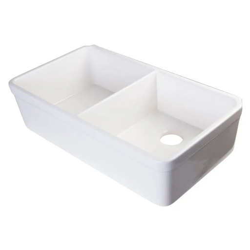 ALFI brand AB512-W White 32 Double Bowl Lip Apron Fireclay