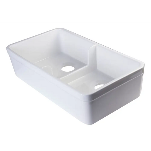 ALFI brand AB5123-W White 32 Short Wall Double Bowl Lip