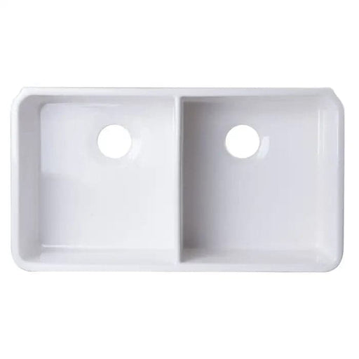 ALFI brand AB512UM-W 32 inch White Double Bowl Fireclay