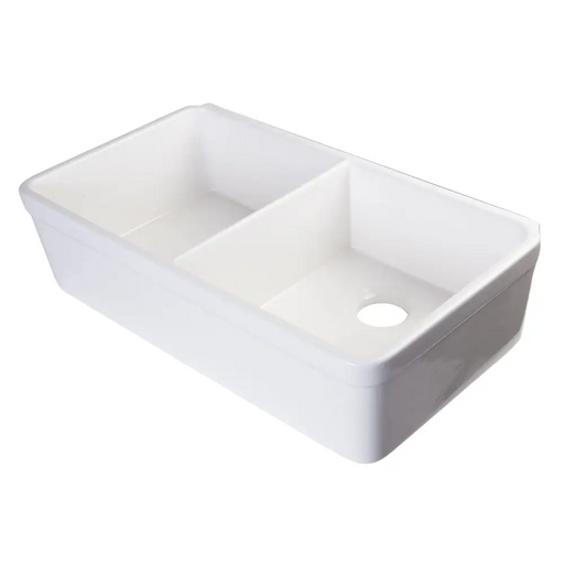 ALFI brand AB512UM-W 32 inch White Double Bowl Fireclay
