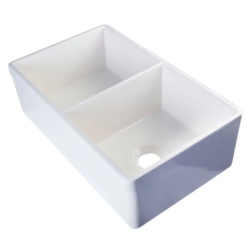 ALFI brand AB539-W White 32 Decorative Lip Apron Double Bowl