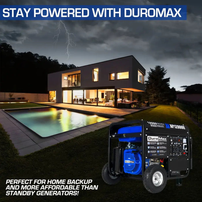 DuroMax XP12000E 12,000 Watt Portable Gas Powered Generator