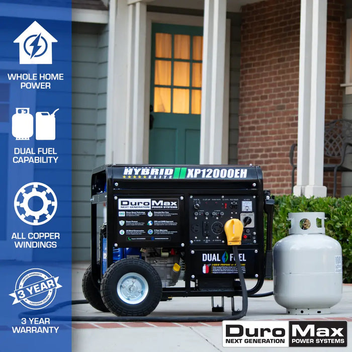 DuroMax XP12000EH 12,000 Watt Portable Dual Fuel Gas