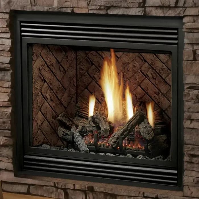 Kingsman HBZDV3624 36-Inch Zero Clearance Dual Burner Direct Vent Gas Fireplace with Log Set